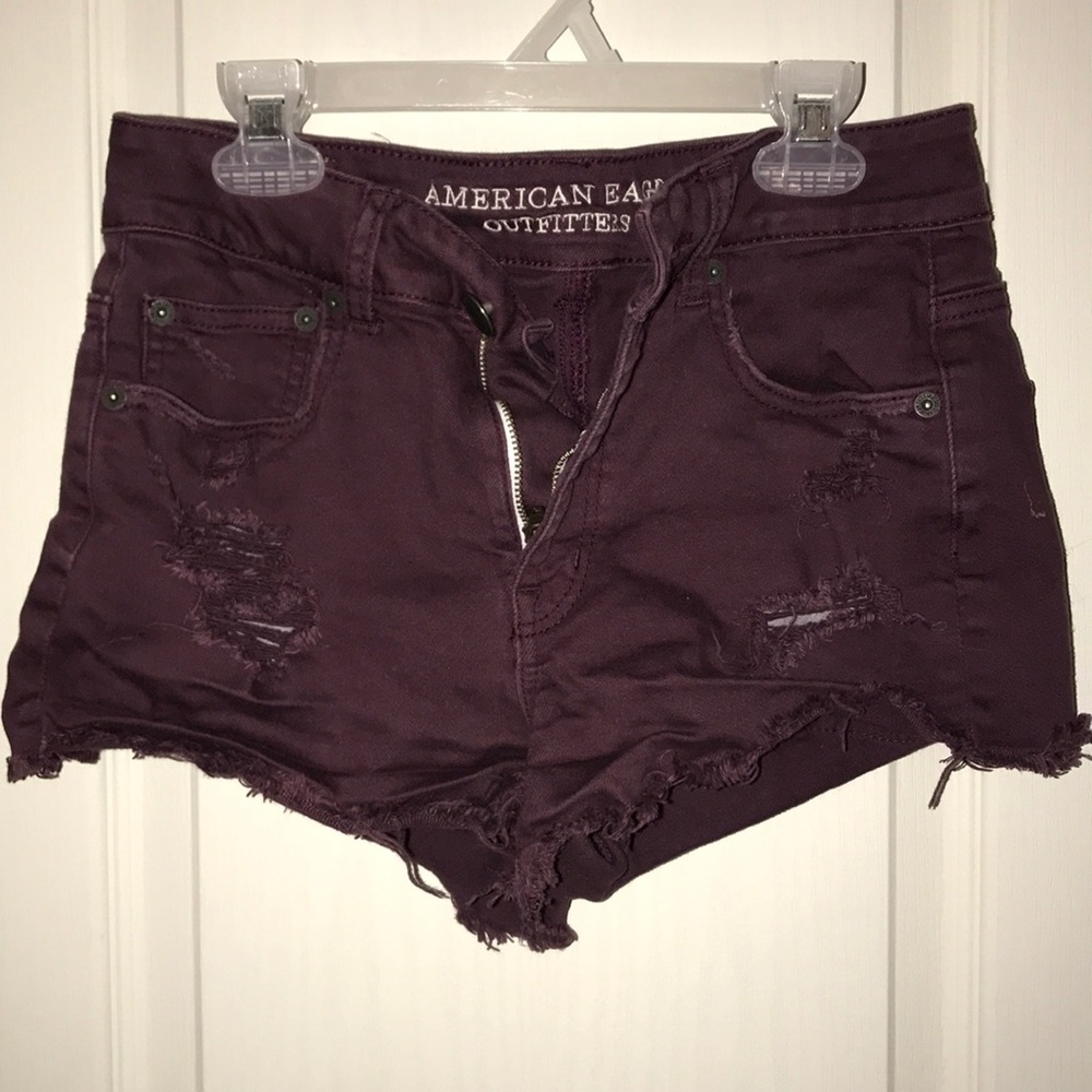 Maroon High Waisted AE Shorts